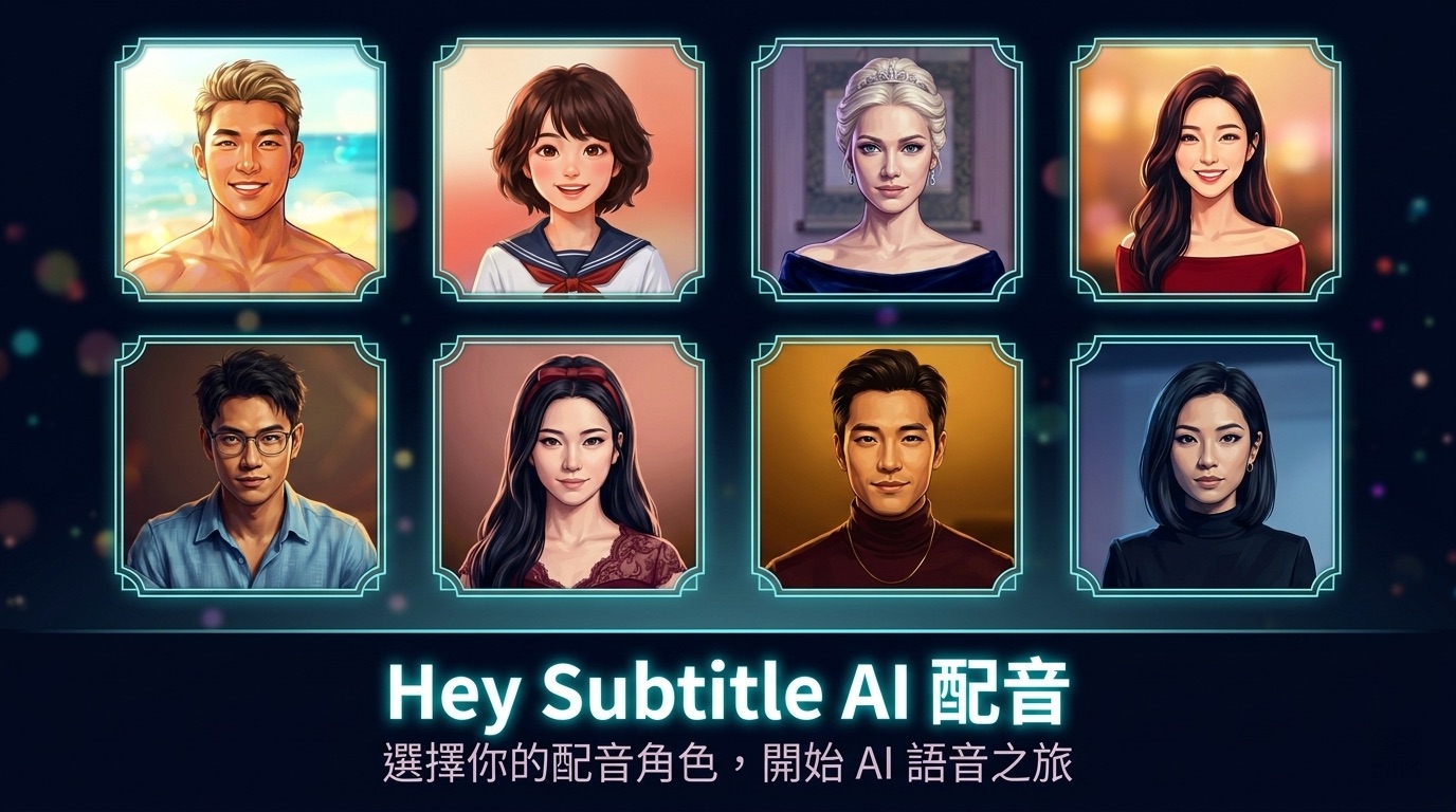 AI 文字轉語音配音示範：8 個角色 x 4 種語言