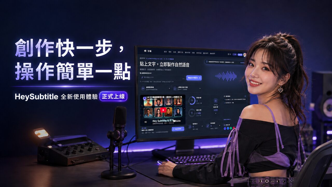 文字轉語音全面改版：貼上、生成，兩步完成｜Hey Subtitle